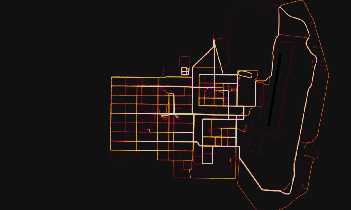 Strava heat map screenshot showing activity traces outlining a military base in Helmand Province